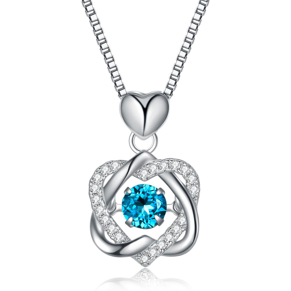 Beating Heart Blue Crystal Necklace