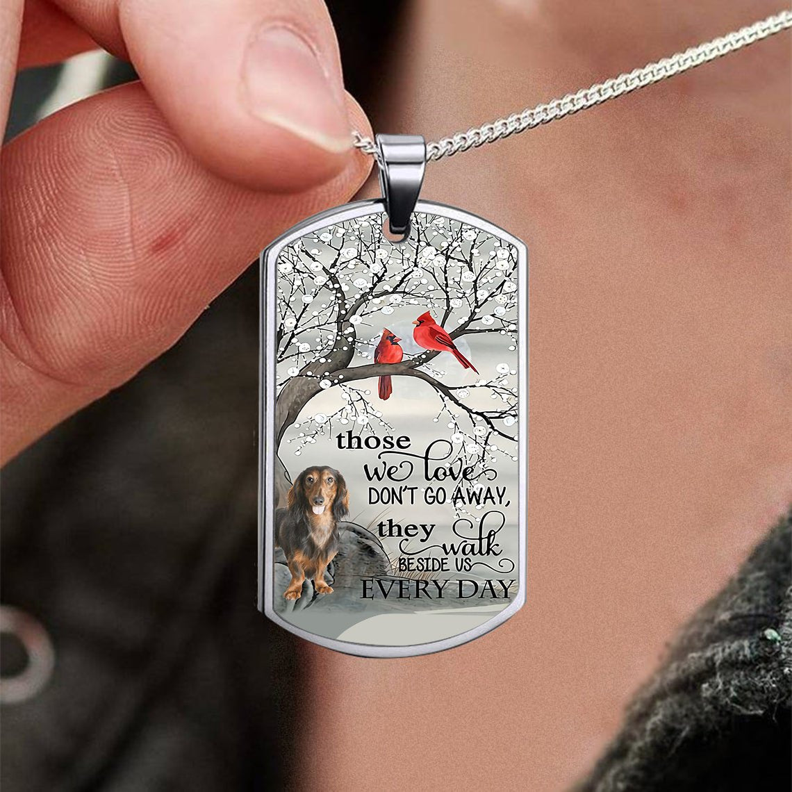 Bl-Tan-Long Hair Dachshund-Never Go Away-Necklace