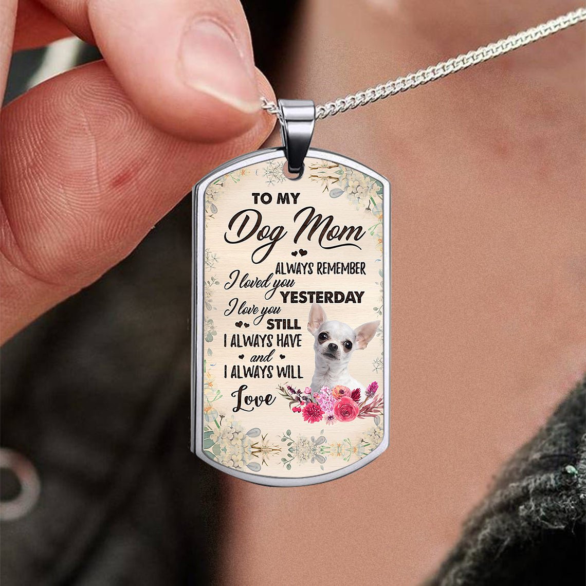 Dog Mom-WHITE Chihuahua-Luxury Necklace