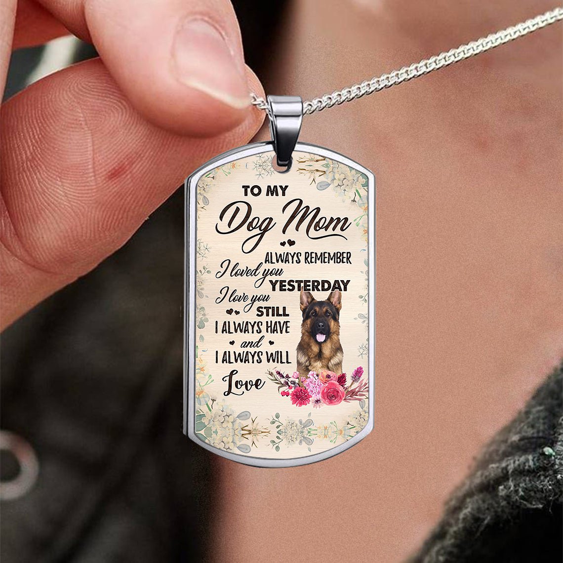 Dog Mom-Long Haired German Shepherd-Luxury Necklace