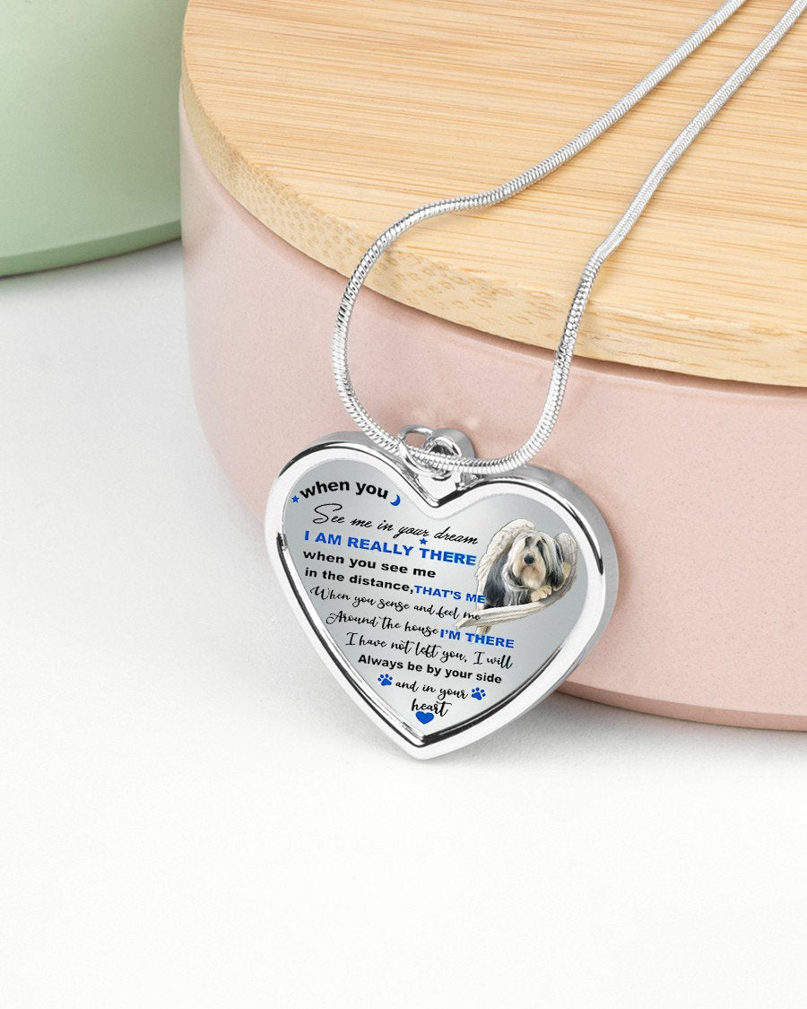 Bearded Collie-sleeping angel Heart Necklace