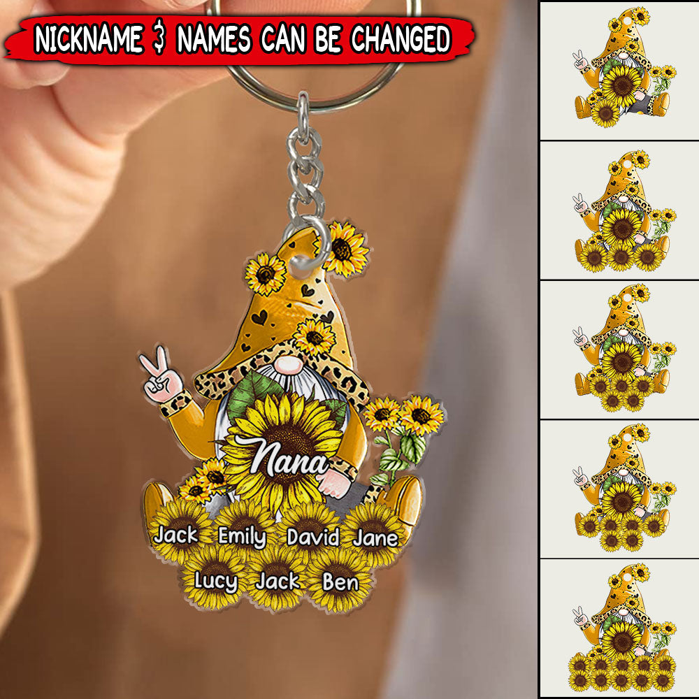 Sunflower Grandma/Mom Loves Fragrant Flower Kids Personalized Keychain