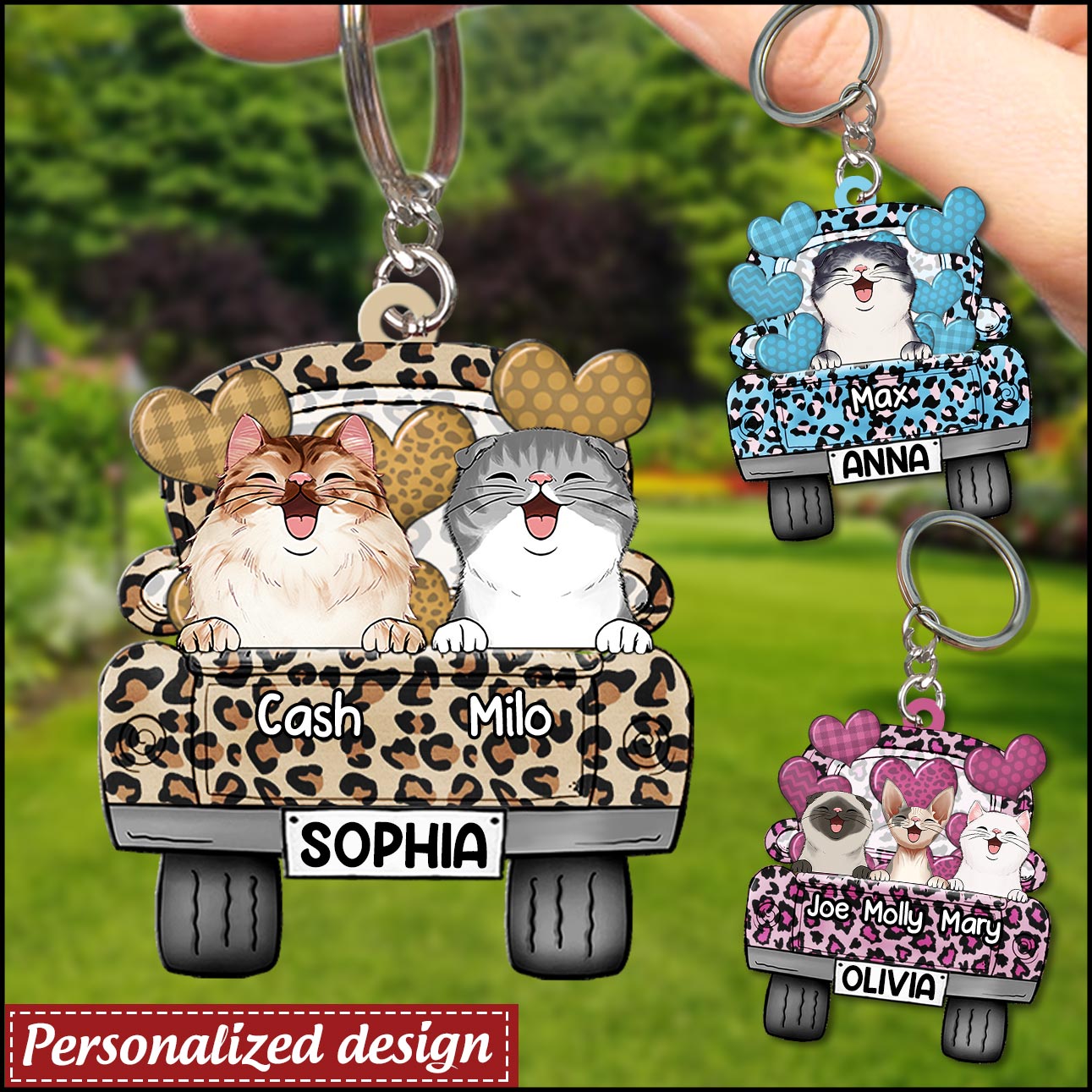 Personalized Panther Pattern Truck Loading Cats Keychain