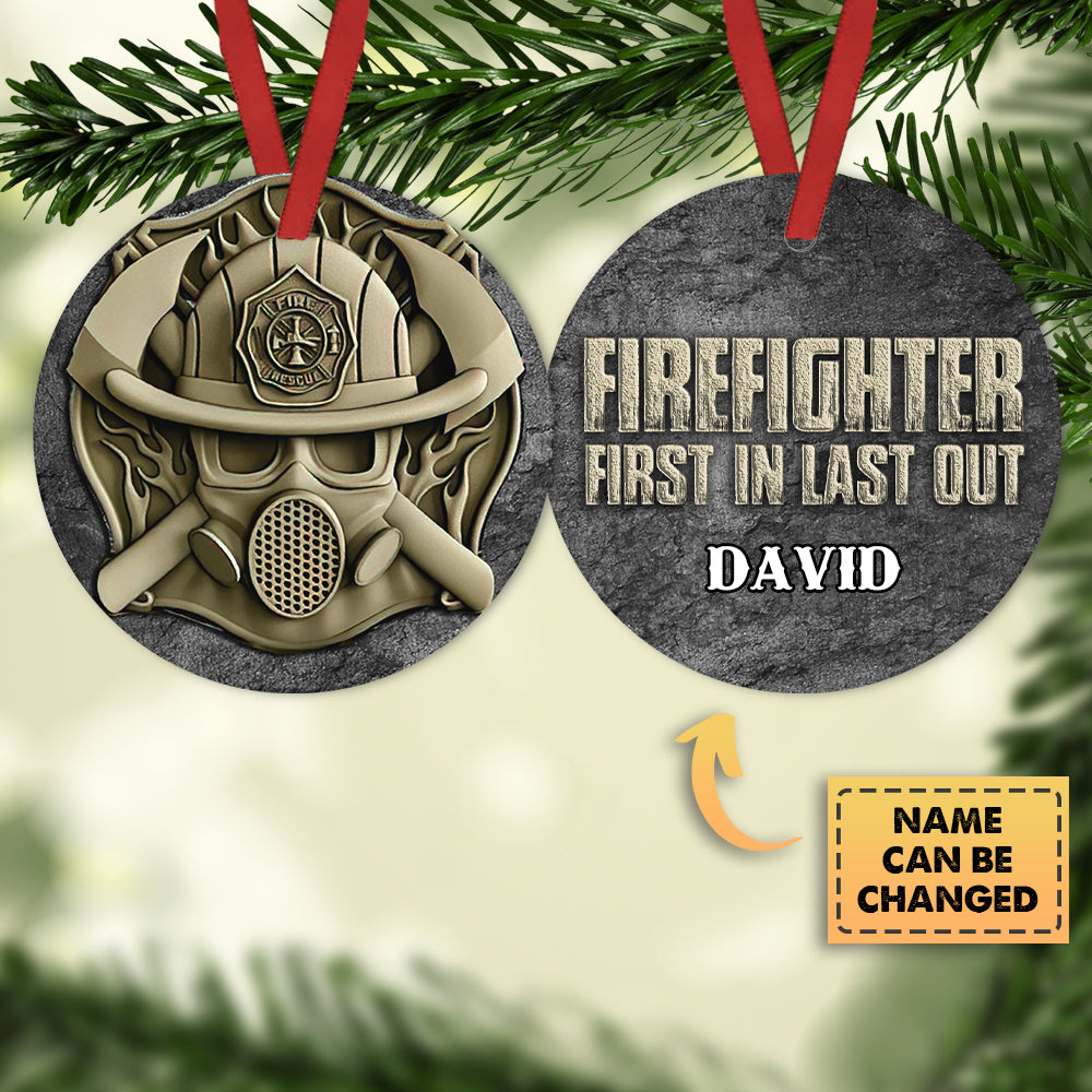 Firefighter Stone Style Personalized Ornament