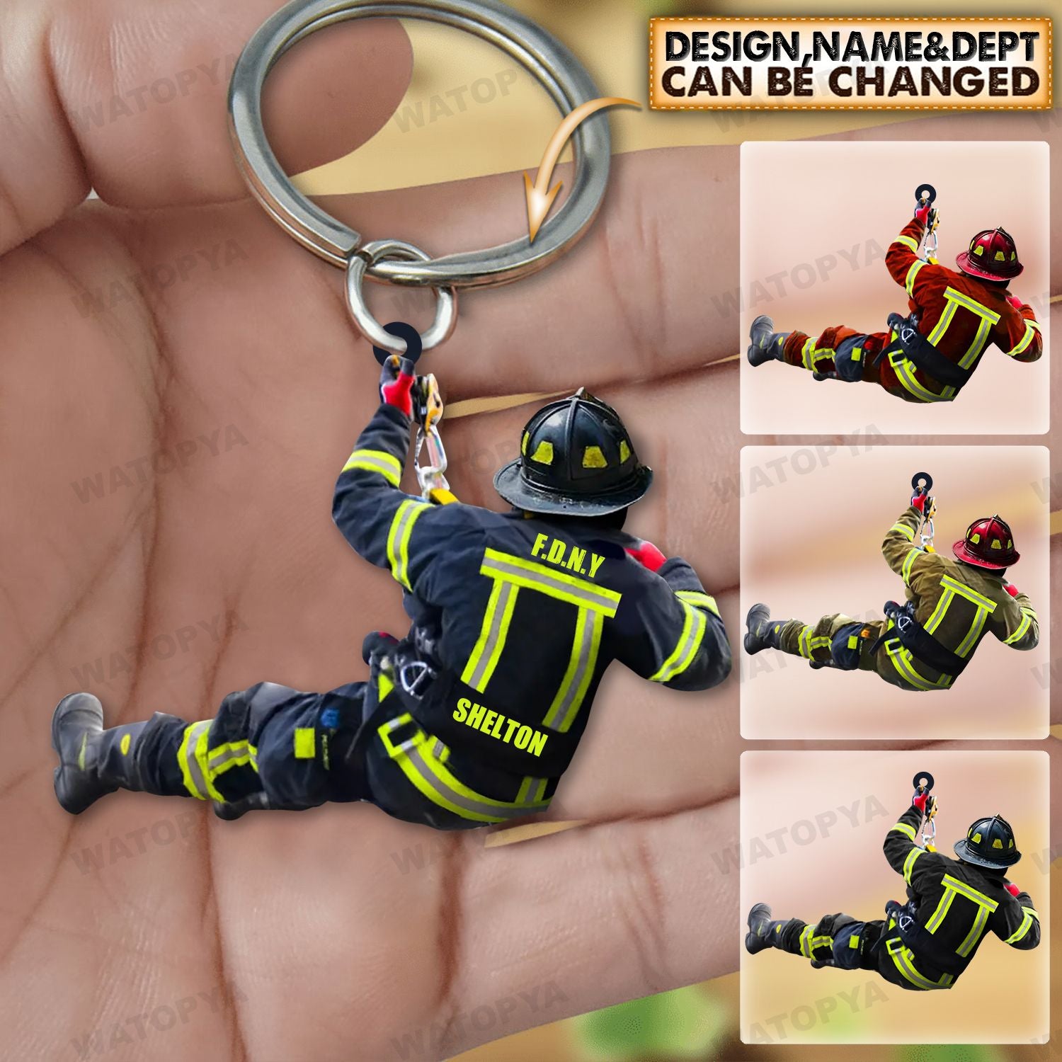 Personalized Firefighter Christmas-Two Sided Keychain